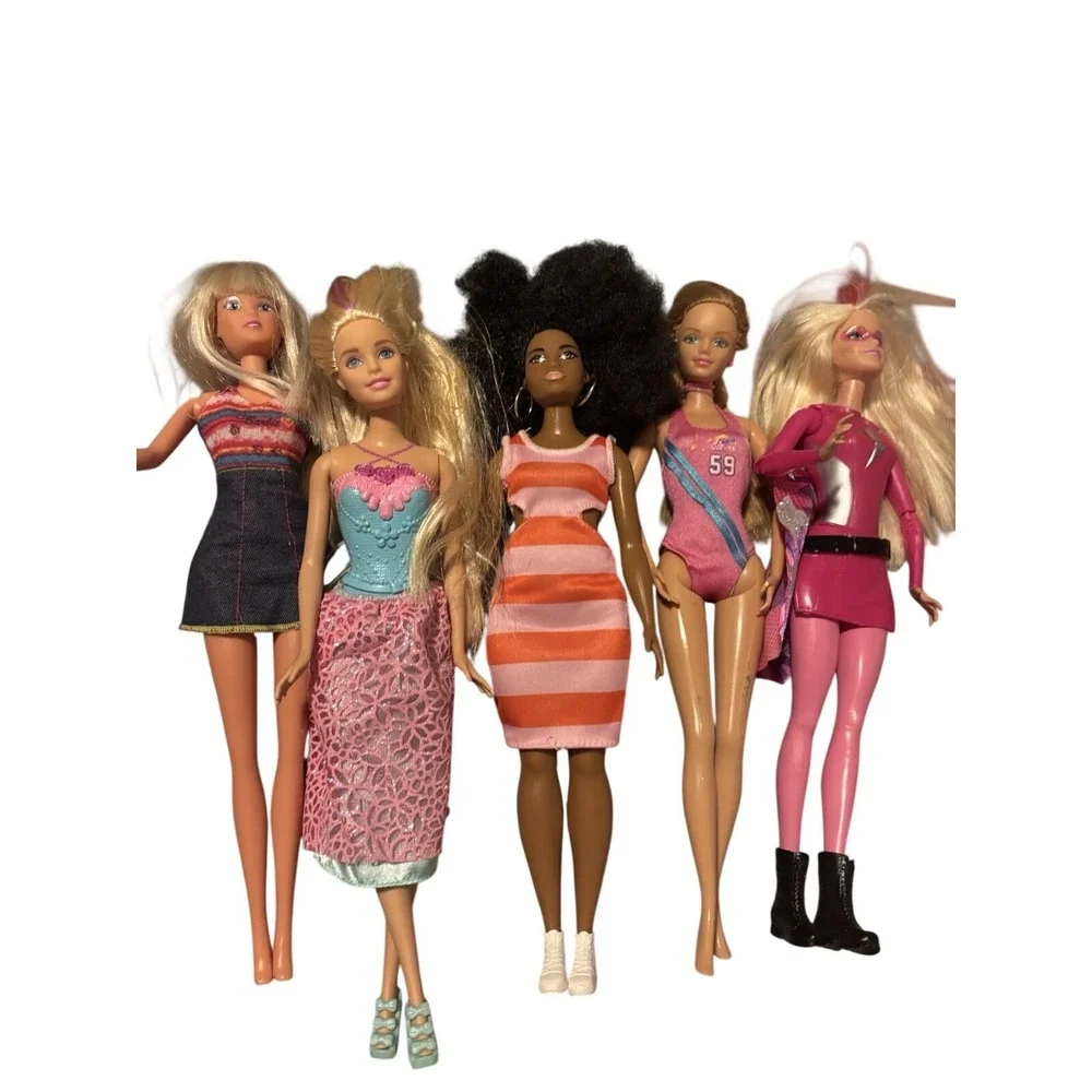 Lot‎ of 5 Barbie Dolls - Fashionistas, Super Hero, Gymnastics - Mixed Bundle